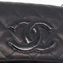 CHANEL Matelasse Chain Hand Bag Lamb Skin Black Silver CC Auth 185765-14