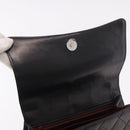 CHANEL Matelasse Chain Hand Bag Lamb Skin Black Silver CC Auth 185765-16