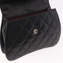CHANEL Matelasse Chain Hand Bag Lamb Skin Black Silver CC Auth 185765-17