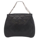 CHANEL Matelasse Chain Hand Bag Lamb Skin Black Silver CC Auth 185765-3
