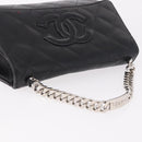 CHANEL Matelasse Chain Hand Bag Lamb Skin Black Silver CC Auth 185765-6