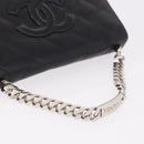 CHANEL Matelasse Chain Hand Bag Lamb Skin Black Silver CC Auth 185765-7