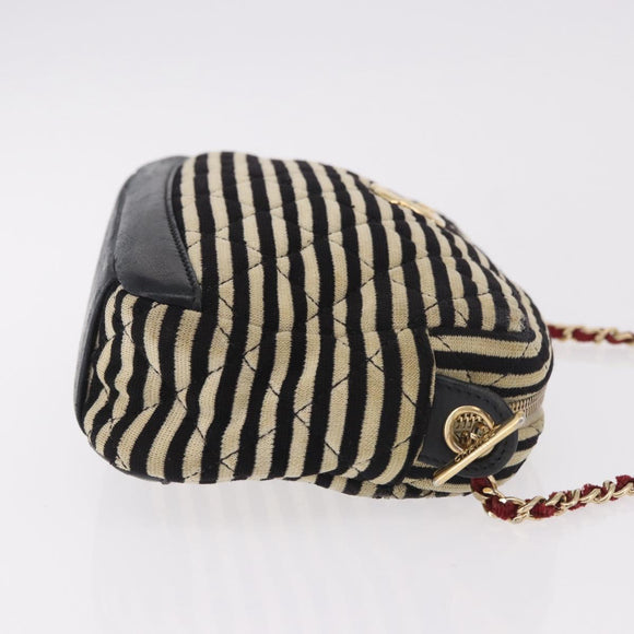 CHANEL Matelasse Ketting Schoudertas Canvas Beige Goud CC Auth 185766