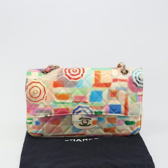 CHANEL Chain Double Flap Matelasse 25 Bag leather Multicolor CC Auth 185767SM