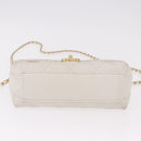 CHANEL Matelasse Chain Shoulder Bag Lamb Skin 2way White Gold CC Auth 185768SAM-5