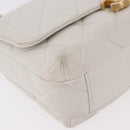 CHANEL Matelasse Chain Shoulder Bag Lamb Skin 2way White Gold CC Auth 185768SAM-16