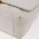 CHANEL Matelasse Chain Shoulder Bag Lamb Skin 2way White Gold CC Auth 185768SAM-17