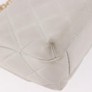 CHANEL Matelasse Chain Shoulder Bag Lamb Skin 2way White Gold CC Auth 185768SAM-18