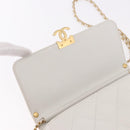 CHANEL Matelasse Chain Shoulder Bag Lamb Skin 2way White Gold CC Auth 185768SAM-22