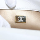 CHANEL Matelasse Chain Shoulder Bag Lamb Skin 2way White Gold CC Auth 185768SAM-12