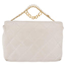 CHANEL Matelasse Chain Shoulder Bag Lamb Skin 2way White Gold CC Auth 185768SAM-2