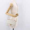 CHANEL Matelasse Chain Shoulder Bag Lamb Skin 2way White Gold CC Auth 185768SAM-30