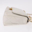 CHANEL Matelasse Chain Shoulder Bag Lamb Skin 2way White Gold CC Auth 185768SAM-3