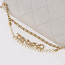 CHANEL Matelasse Chain Shoulder Bag Lamb Skin 2way White Gold CC Auth 185768SAM-7