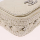 CHANEL Matelasse Chain Shoulder Bag Lamb Skin White Silver CC Auth 185770SAM-11