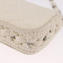 CHANEL Matelasse Chain Shoulder Bag Lamb Skin White Silver CC Auth 185770SAM-14