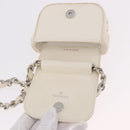 CHANEL Matelasse Chain Shoulder Bag Lamb Skin White Silver CC Auth 185770SAM-16