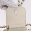 CHANEL Matelasse Chain Shoulder Bag Lamb Skin White Silver CC Auth 185770SAM-17