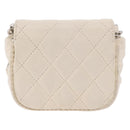 CHANEL Matelasse Chain Shoulder Bag Lamb Skin White Silver CC Auth 185770SAM-3