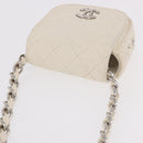CHANEL Matelasse Chain Shoulder Bag Lamb Skin White Silver CC Auth 185770SAM-6