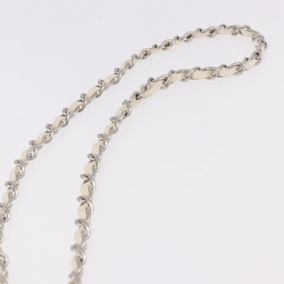 CHANEL Matelasse Chain Shoulder Bag Lamb Skin White Silver CC Auth 185770SAM