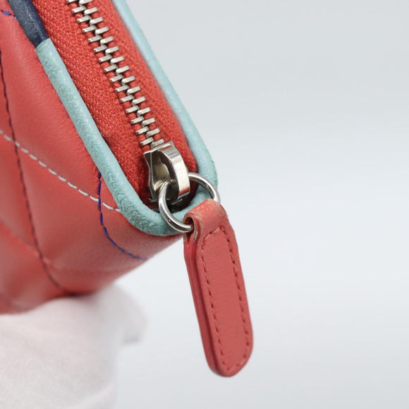 CHANEL Matelasse Coin Purse Lamb Skin Pink Silver CC Auth 185777A