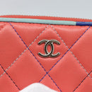 CHANEL Matelasse Coin Purse Lamb Skin Pink Silver CC Auth 185777A-8