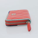 CHANEL Matelasse Coin Purse Lamb Skin Pink Silver CC Auth 185777A-3