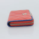 CHANEL Matelasse Coin Purse Lamb Skin Pink Silver CC Auth 185777A-4