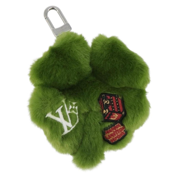 LOUIS VUITTON LV Lucky Trefoil Bag Charm Velvet Green M03170 LV Auth 185780M