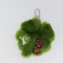 LOUIS VUITTON LV Lucky Trefoil Bag Charm Velvet Green M03170 LV Auth 185780M-2