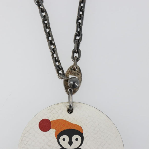 HERMES Penguin Charm Leather White Auth 185783M
