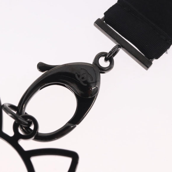CHANEL Cat Robot Necklace metal Black CC Auth 185784M