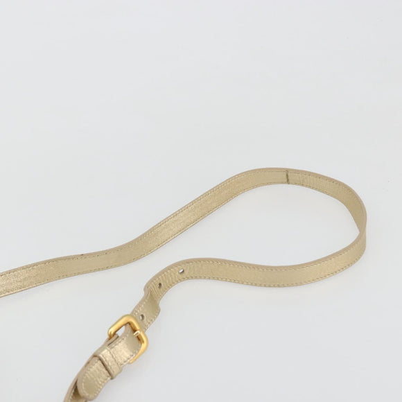PRADA Hand Bag Leather 2way Gold Tone Gold Auth 185803V