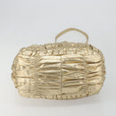 PRADA Hand Bag Leather 2way Gold Tone Gold Auth 185803V-5