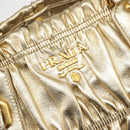 PRADA Hand Bag Leather 2way Gold Tone Gold Auth 185803V-20