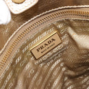 PRADA Hand Bag Leather 2way Gold Tone Gold Auth 185803V-21
