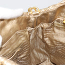 PRADA Hand Bag Leather 2way Gold Tone Gold Auth 185803V-23