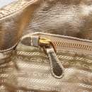PRADA Hand Bag Leather 2way Gold Tone Gold Auth 185803V-24