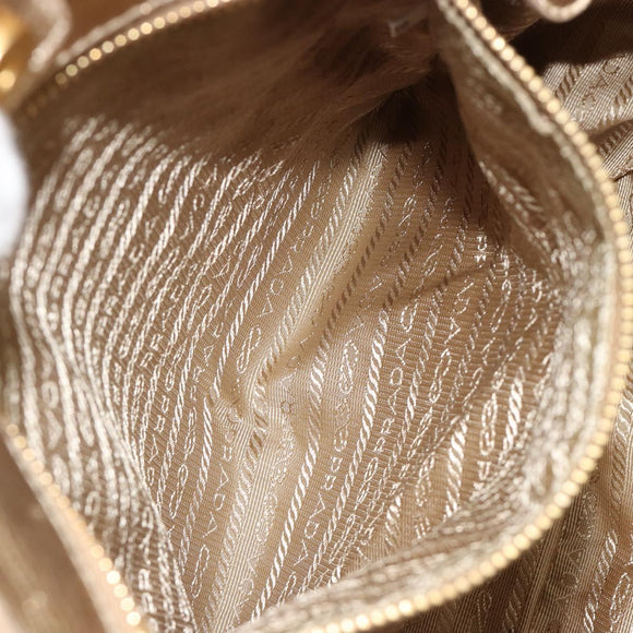 PRADA Hand Bag Leather 2way Gold Tone Gold Auth 185803V