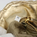 PRADA Hand Bag Leather 2way Gold Tone Gold Auth 185803V-11
