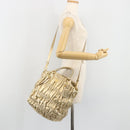 PRADA Hand Bag Leather 2way Gold Tone Gold Auth 185803V-26