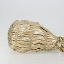 PRADA Hand Bag Leather 2way Gold Tone Gold Auth 185803V-3