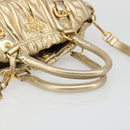 PRADA Hand Bag Leather 2way Gold Tone Gold Auth 185803V-7