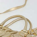 PRADA Hand Bag Leather 2way Gold Tone Gold Auth 185803V-8