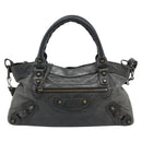 BALENCIAGA The First Hand Bag Leather 2way Gray 103208 Auth 185804A-2