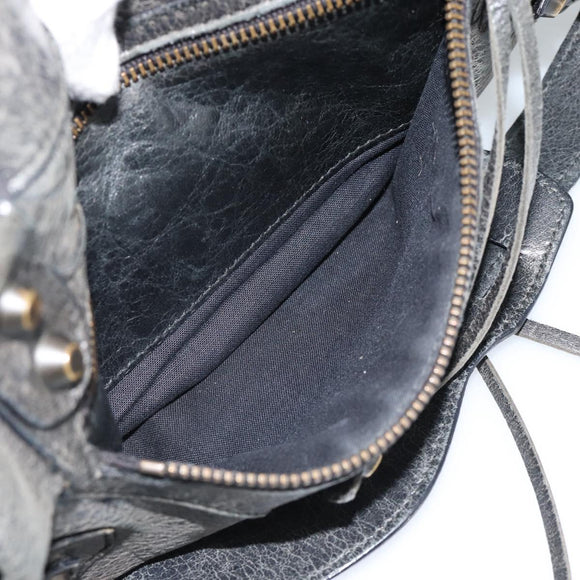 BALENCIAGA The First Hand Bag Leather 2way Gray 103208 Auth 185804A