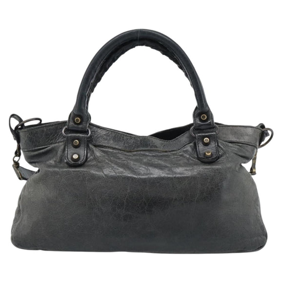 BALENCIAGA The First Hand Bag Leather 2way Gray 103208 Auth 185804A