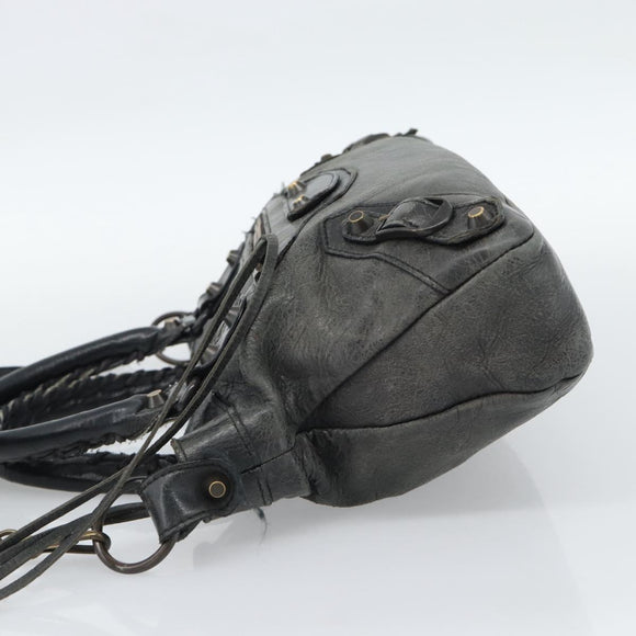 BALENCIAGA The First Hand Bag Leather 2way Gray 103208 Auth 185804A