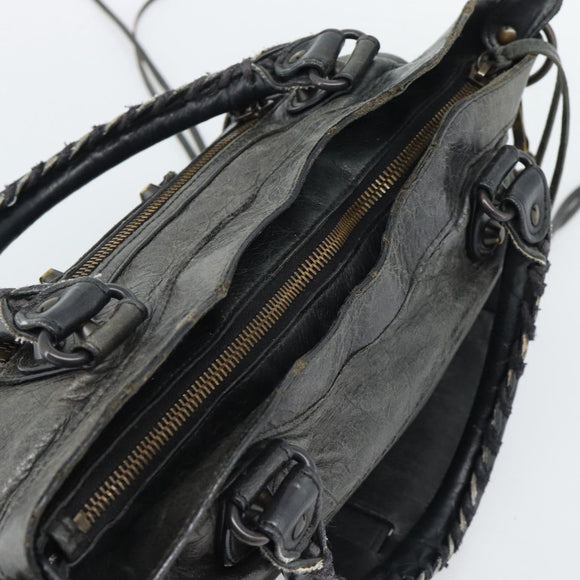 BALENCIAGA The First Hand Bag Leather 2way Gray 103208 Auth 185804A